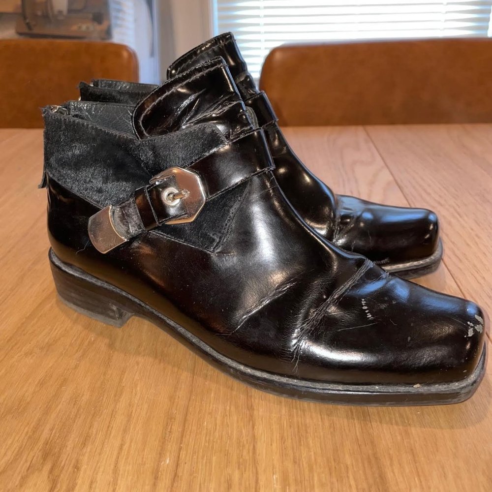 Stuart Weitzman Leather Ankle Bootie with Fur